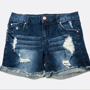 Distressed denim jean short shorts Refuge - 2